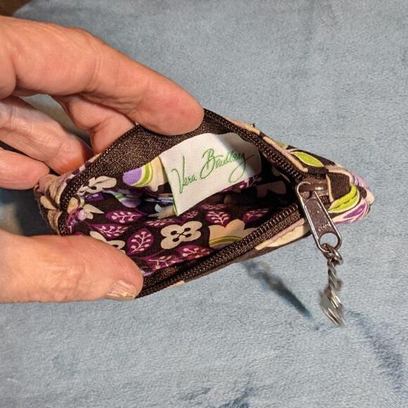 VERA BRADLEY ZIP ID CASE - BROWN/PURPLE/PINK/GREEN - Picture 3 of 3
